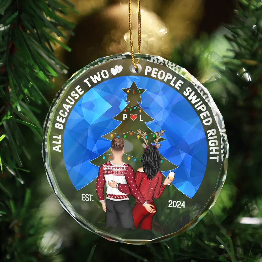 Two People Swiped Right - Personalized Circle Acylic Ornament