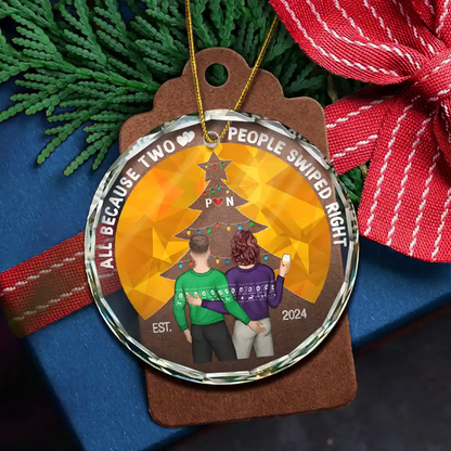 Two People Swiped Right - Personalized Circle Acylic Ornament