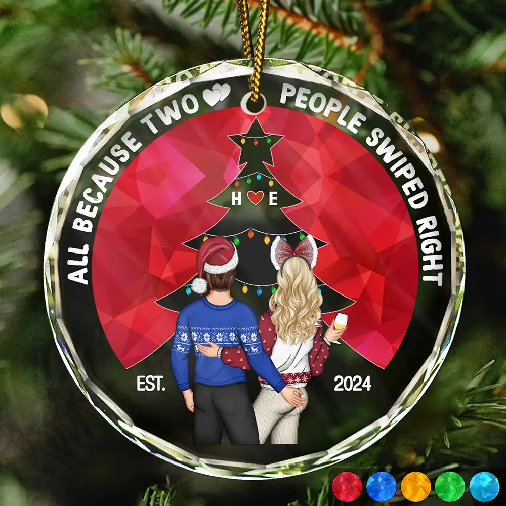 Two People Swiped Right - Personalized Circle Acylic Ornament