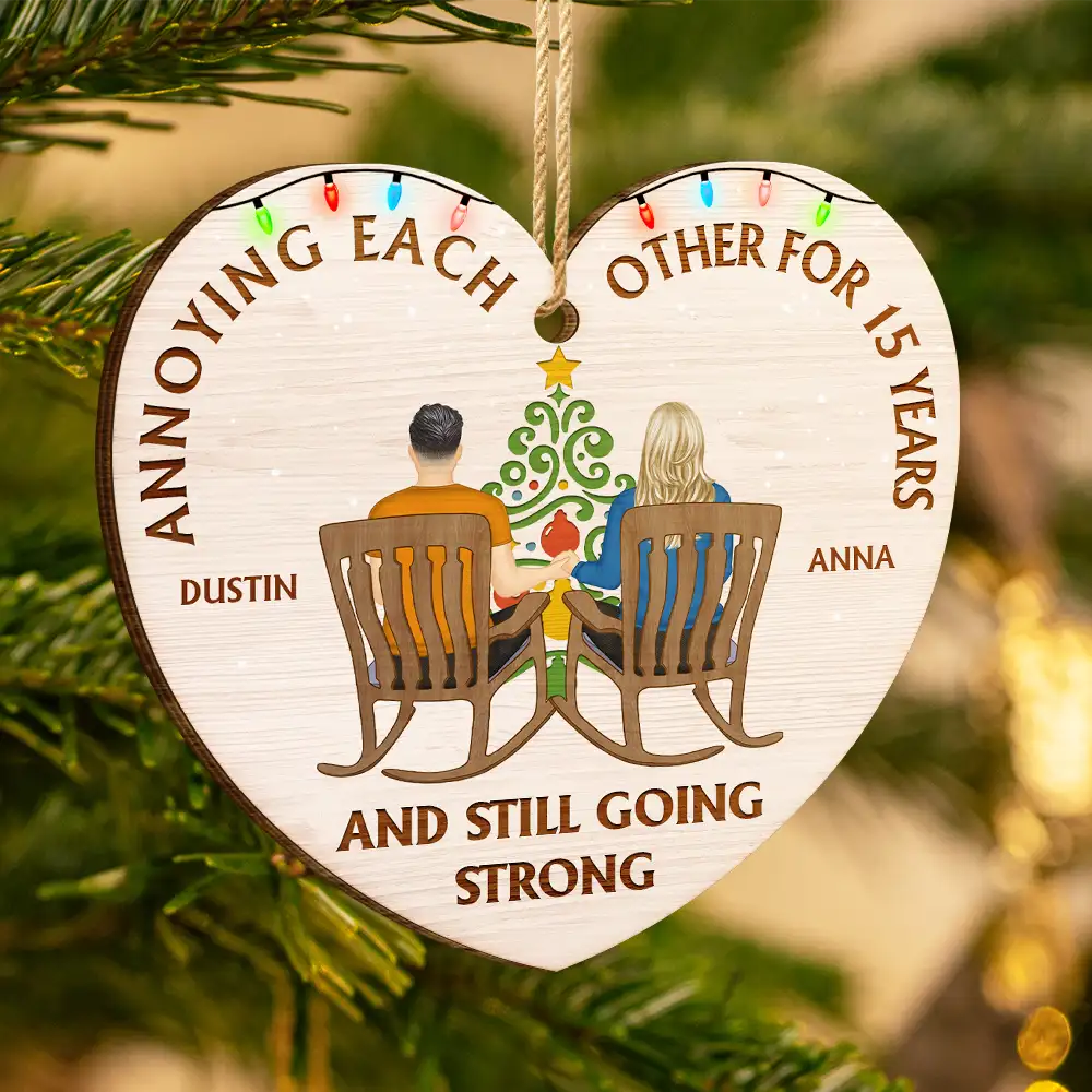 Annoying Each Other For Years Couple - Personalized Custom Shaped Wooden Ornament