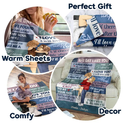 The Day I Met You Couple - Personalized Fleece Blanket, Sherpa Blanket