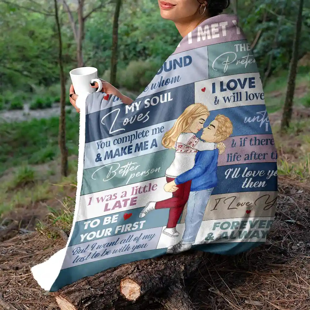 The Day I Met You Couple - Personalized Fleece Blanket, Sherpa Blanket