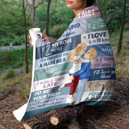 The Day I Met You Couple - Personalized Fleece Blanket, Sherpa Blanket