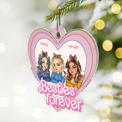 Besties Forever Pink Heart - Personalized Custom Shaped Acrylic Ornament