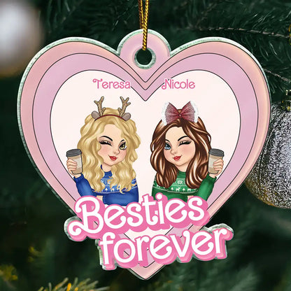 Besties Forever Pink Heart - Personalized Custom Shaped Acrylic Ornament