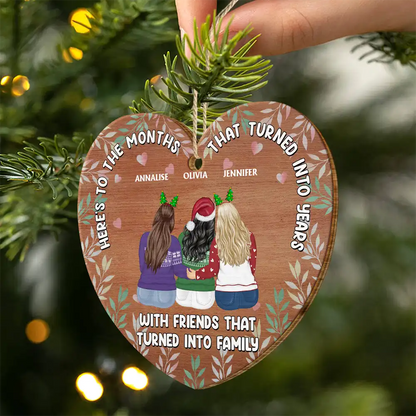 Christmas Friends That Turned Into Family - Personalized Custom Shaped Wooden Ornament