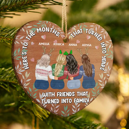 Christmas Friends That Turned Into Family - Personalized Custom Shaped Wooden Ornament