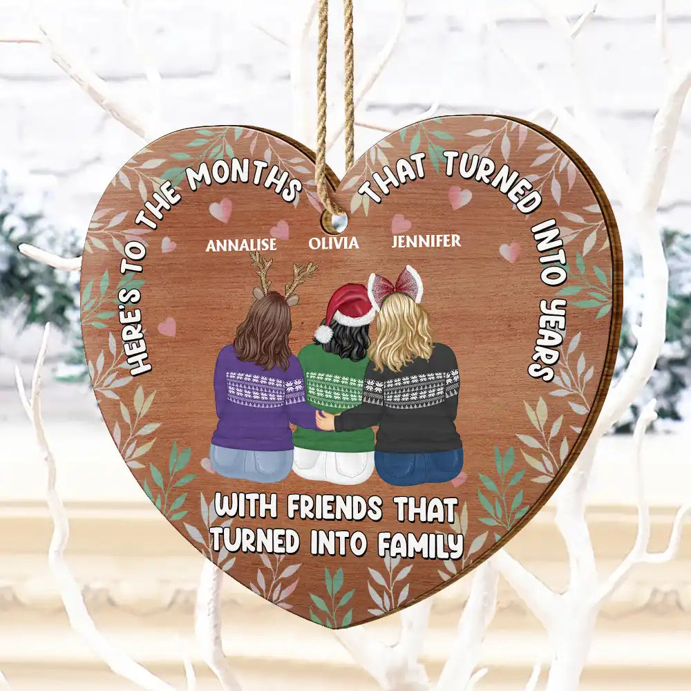 Christmas Friends That Turned Into Family - Personalized Custom Shaped Wooden Ornament