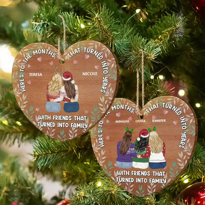 Christmas Friends That Turned Into Family - Personalized Custom Shaped Wooden Ornament