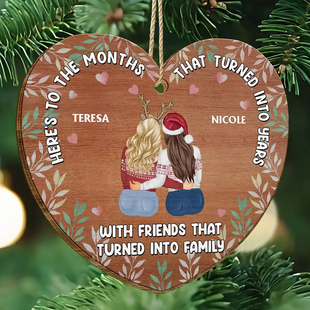 Christmas Friends That Turned Into Family - Personalized Custom Shaped Wooden Ornament