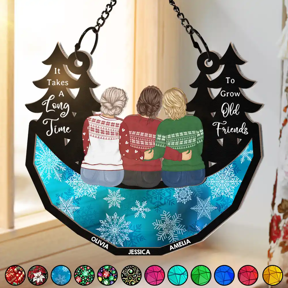 Grow Old Friends - Personalized Window Hanging Suncatcher Ornament