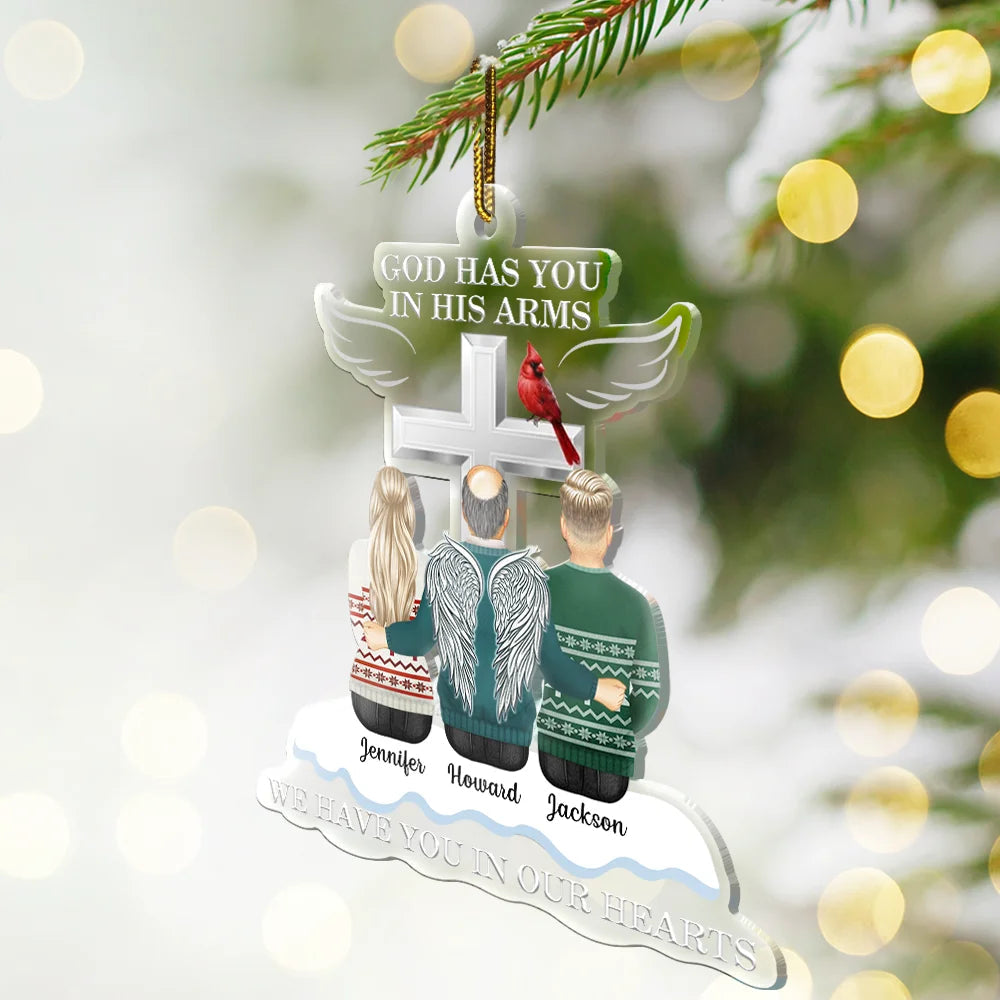 Christmas God Has You In His Arms - Personalized Cutout Acrylic Ornament