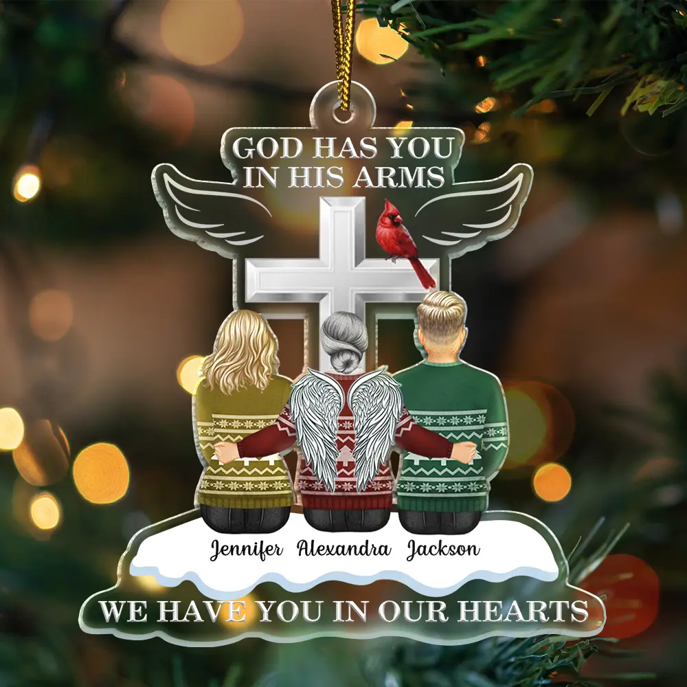 Christmas God Has You In His Arms - Personalized Cutout Acrylic Ornament