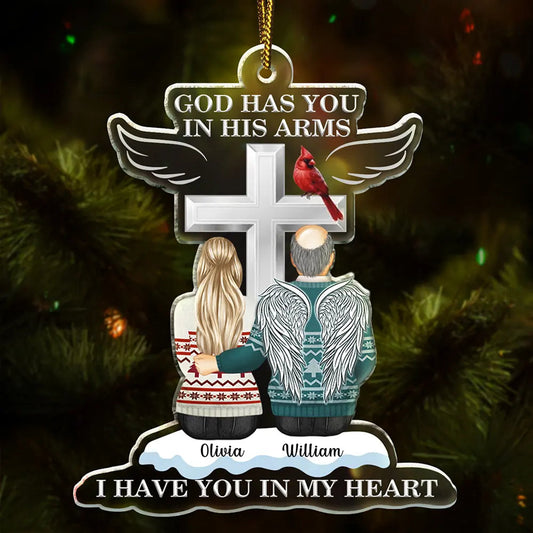 Christmas God Has You In His Arms - Personalized Cutout Acrylic Ornament