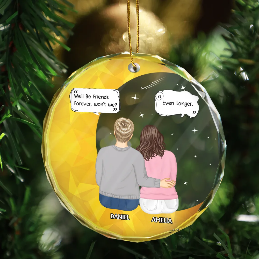 Gift For Bestie, Memorial - We'll Be Friends Forever - Personalized Circle Glass Ornament