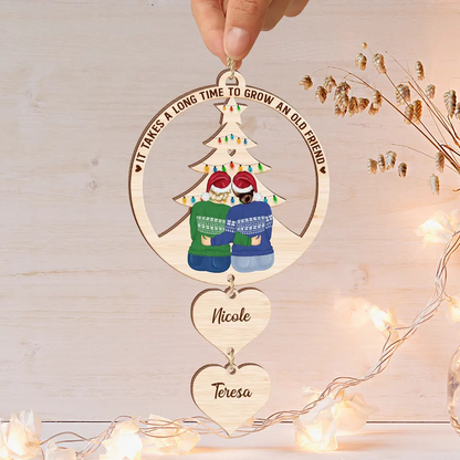 Grow Old Friends - Personalized Wooden Ornament With Wooden Tag