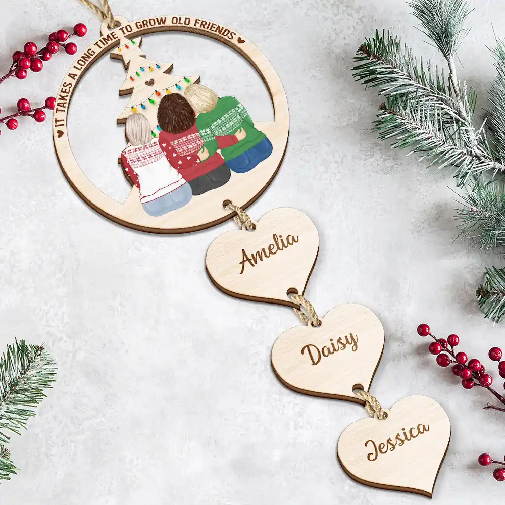 Grow Old Friends - Personalized Wooden Ornament With Wooden Tag