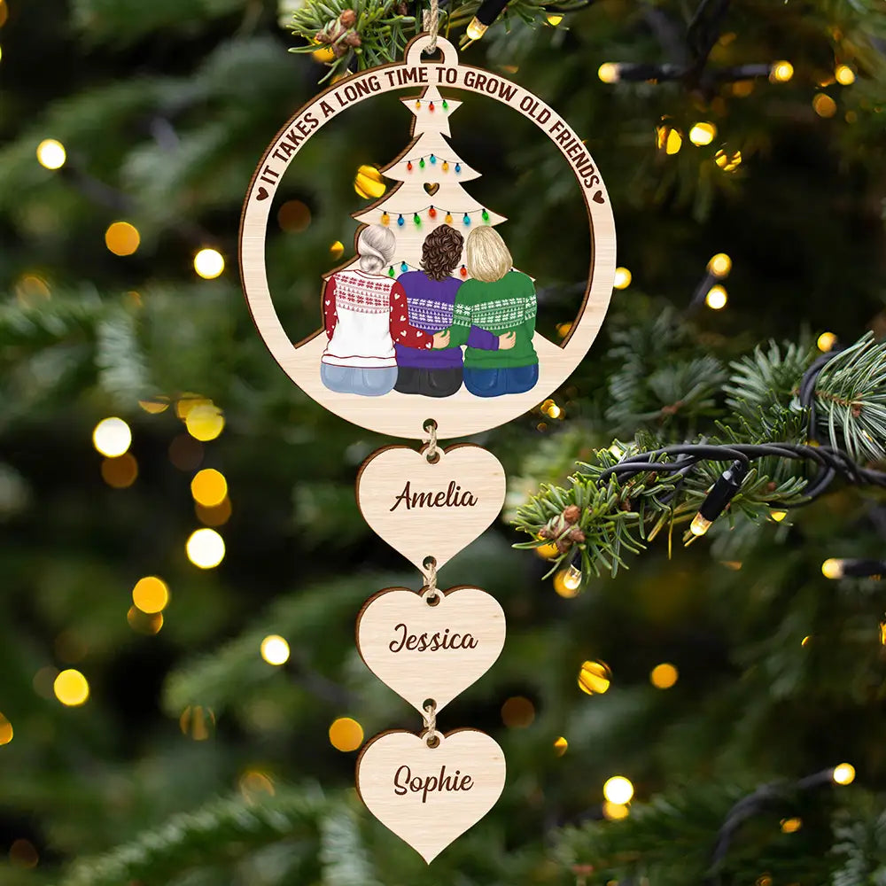 Grow Old Friends - Personalized Wooden Ornament With Wooden Tag