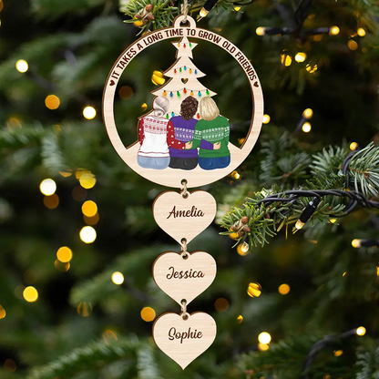 Grow Old Friends - Personalized Wooden Ornament With Wooden Tag