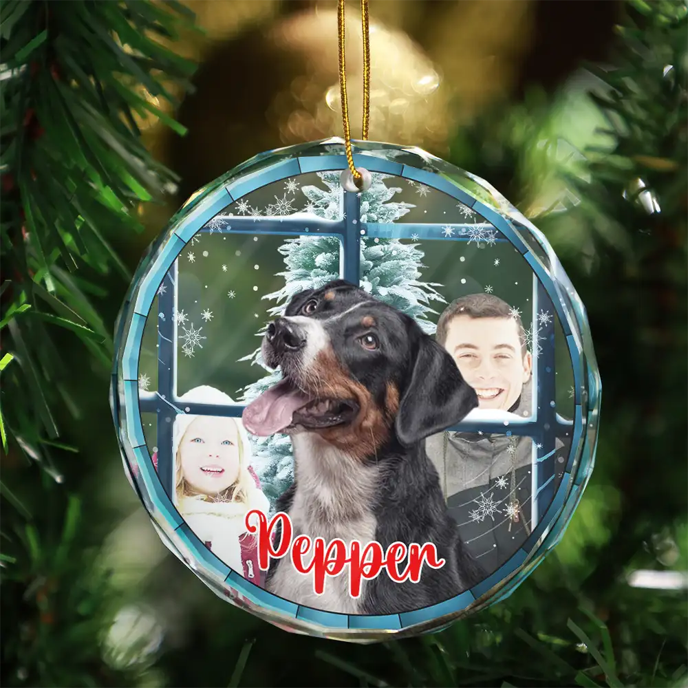 Custom Photo Pet Face Purry And Bright - Personalized Circle Acrylic Ornament