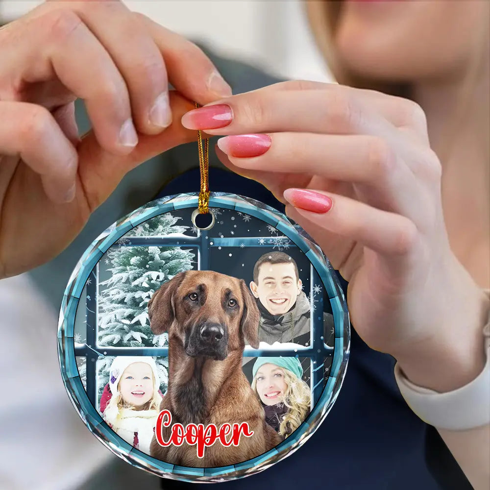 Custom Photo Pet Face Purry And Bright - Personalized Circle Acrylic Ornament