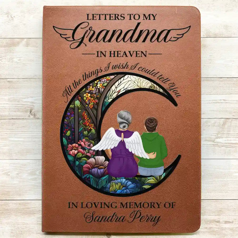 Memorial,Gift For Husband,Gift For Wife,Gift For Grandma,Gift For Mother,Gift For Father,Gift For Grandpa,Gift For Grandparents,Parents,Gift For Daughter,Gift For Son,Gift For Sibling,Gift For Sisters,Gift For Brothers,Family,Gift For Bestie,Sad - Memorial Letters To Loved One In Heaven - Personalized Leather Journal