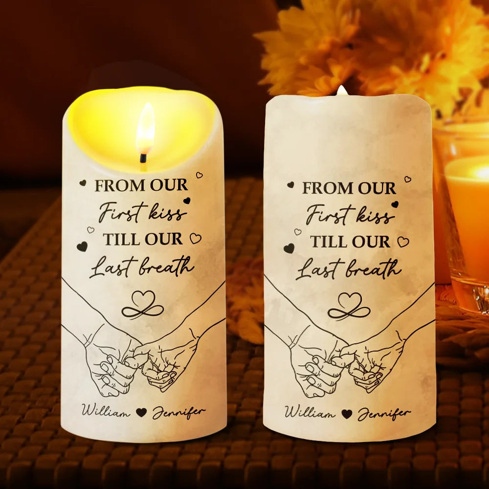 Couple I Met You I Liked You I Love You - Personalized Flameless LED Candle