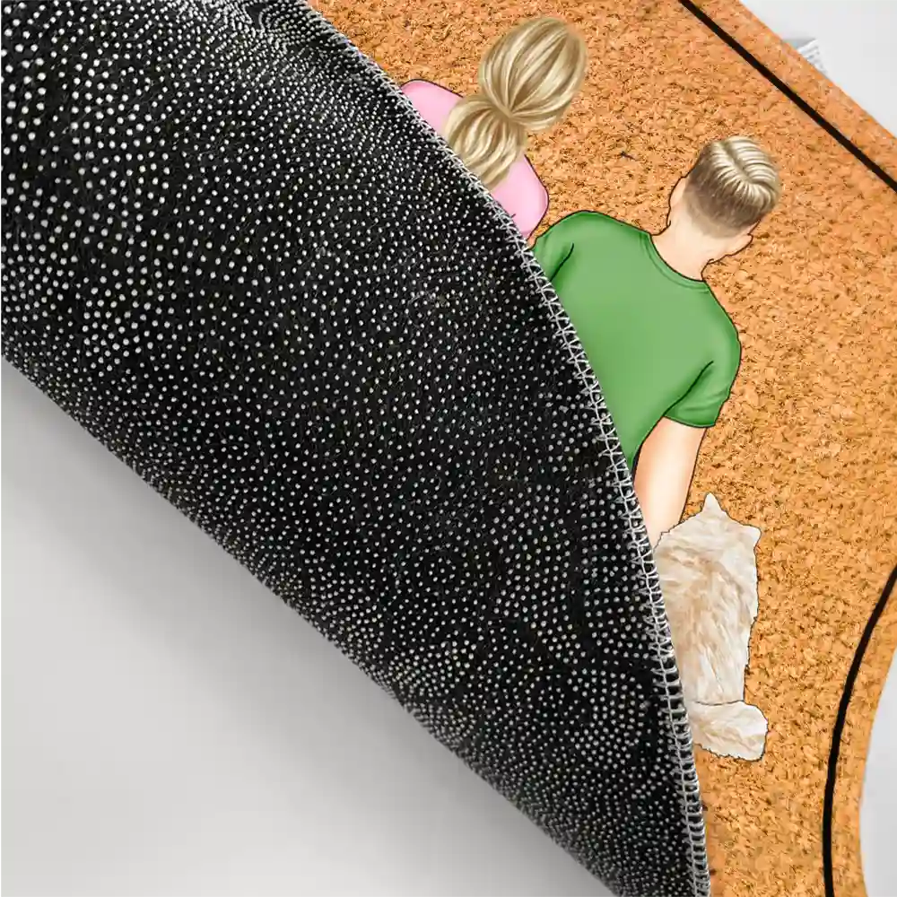Minimal Style Couple With Pets - Personalized Doormat