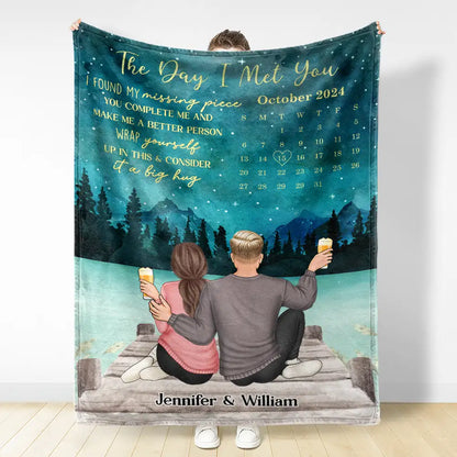 The Day I Met You Couple Calendar - Personalized Fleece Blanket, Sherpa Blanket