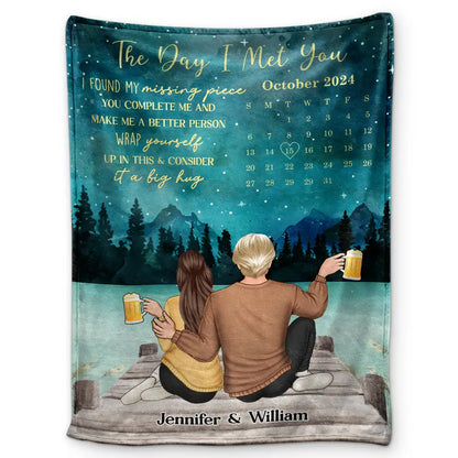 The Day I Met You Couple Calendar - Personalized Fleece Blanket, Sherpa Blanket