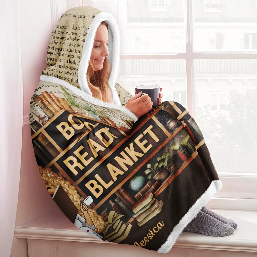 My Book Reading Blanket - Personalized Wearable Hooded Blanket