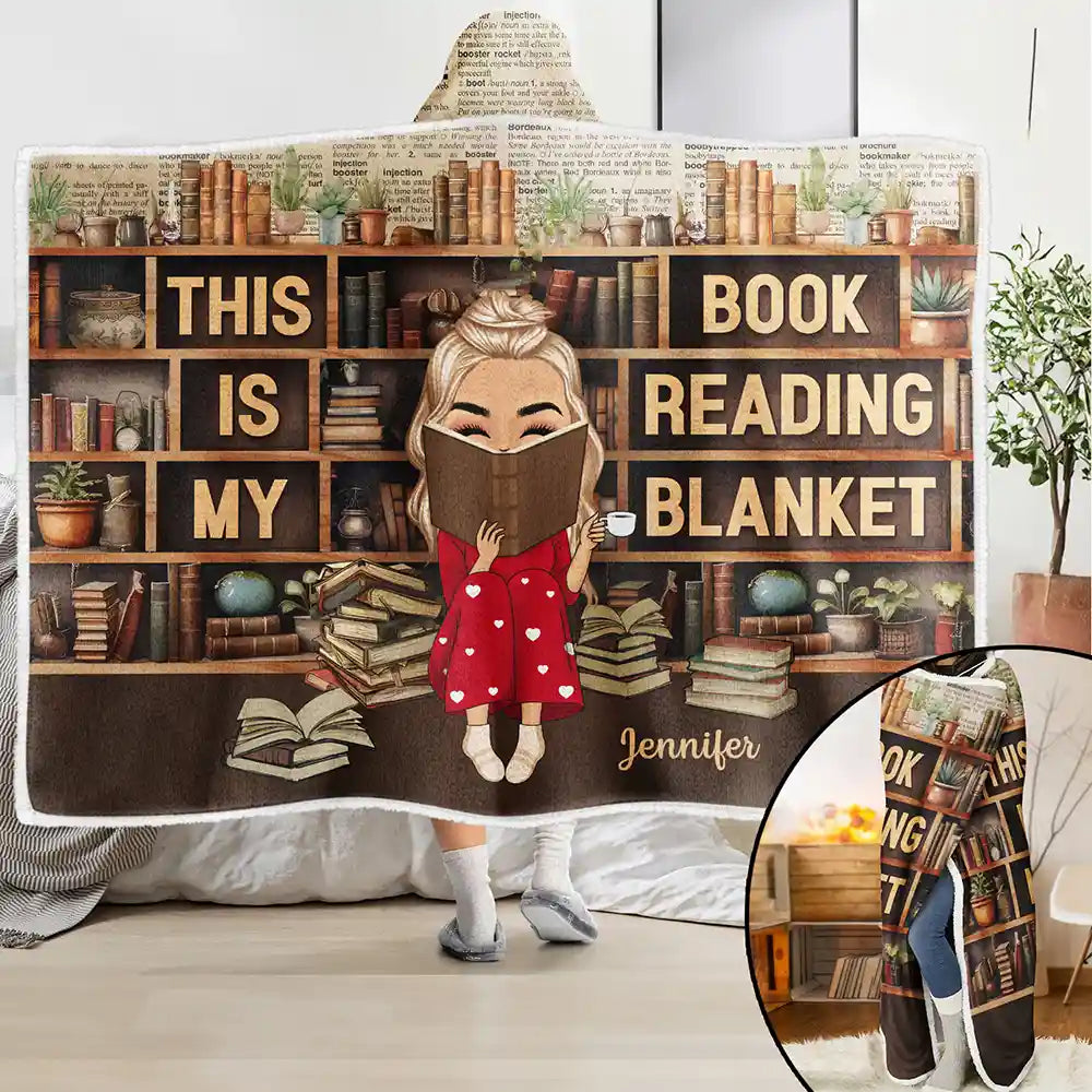 My Book Reading Blanket - Personalized Wearable Hooded Blanket