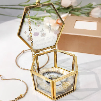 Grandma's Garden Birth Flower - Personalized Glass Jewelry Box