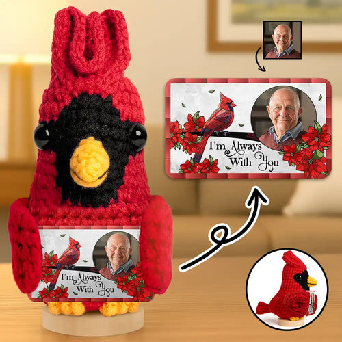 Custom Photo Memorial I'm Always With You - Personalized Doll Crochet With Custom Card