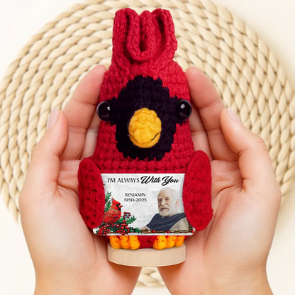 Custom Photo Memorial Although You Cannot See Me - Personalized Doll Crochet With Custom Card