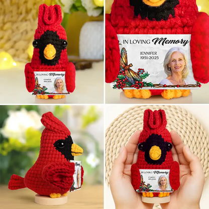 Custom Photo Memorial Although You Cannot See Me - Personalized Doll Crochet With Custom Card