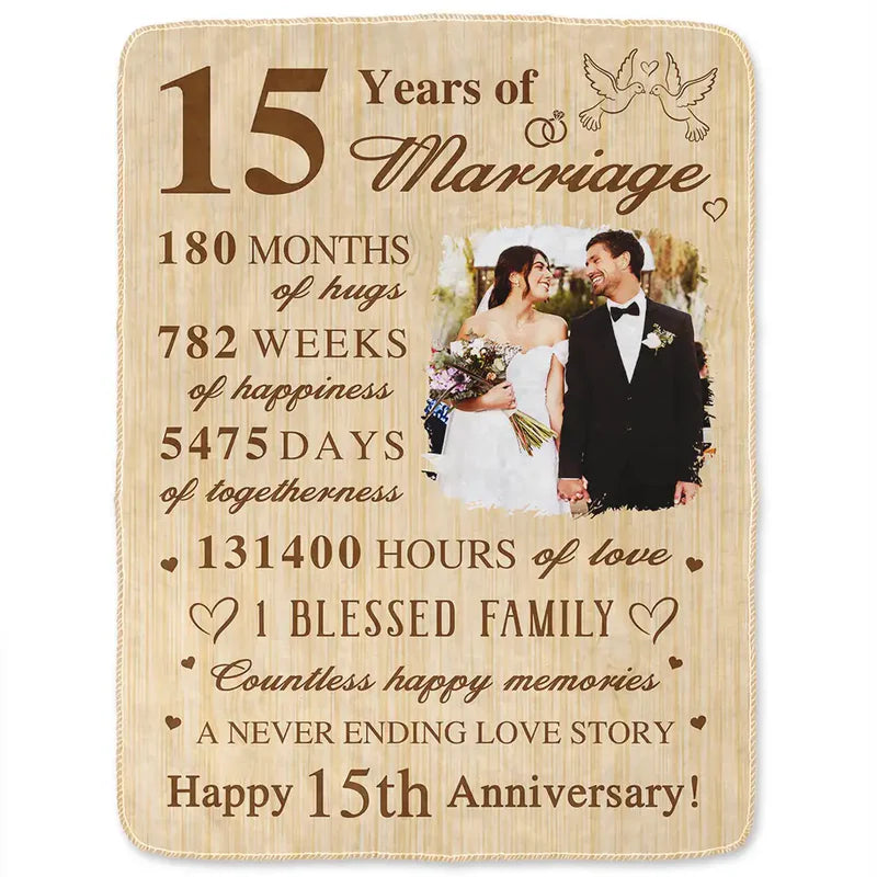 Custom Photo Wedding Anniversary Wedding Gift - Personalized Fleece Blanket