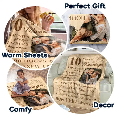 Custom Photo Wedding Anniversary Wedding Gift - Personalized Fleece Blanket