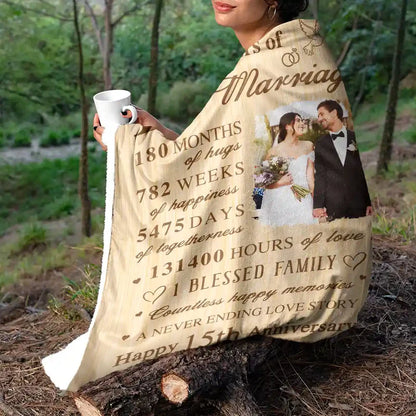 Custom Photo Wedding Anniversary Wedding Gift - Personalized Fleece Blanket
