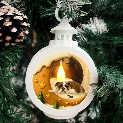 Custom Photo I Love You To The Moon Pet Memorial - Personalized Candlelight Lantern Ornament