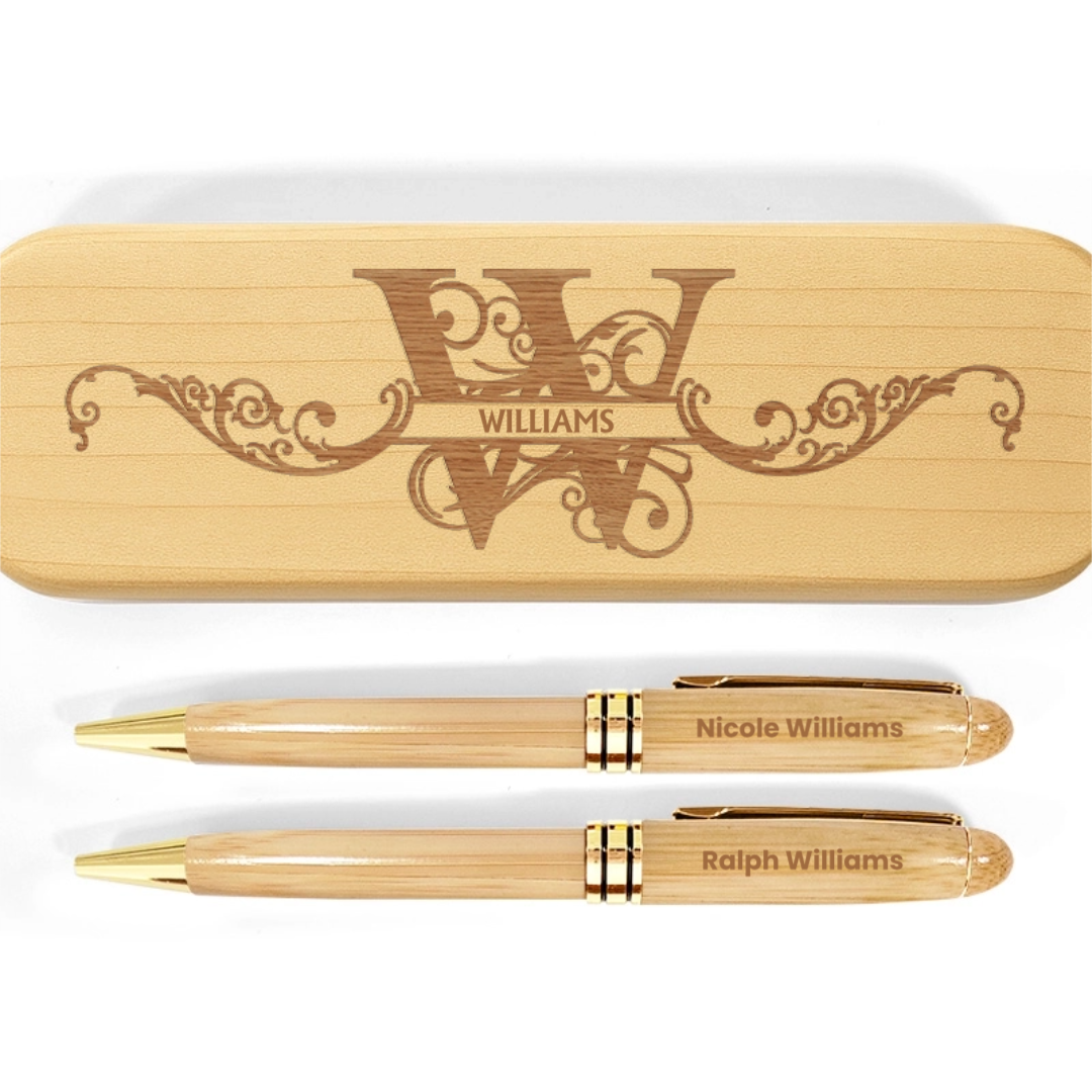 Name Monogram - Personalized Wooden Pen Set