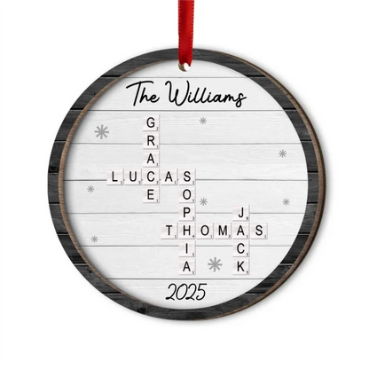 Personalized Unique Family Gift For A Family Custom Names Crossword Wood Ornament