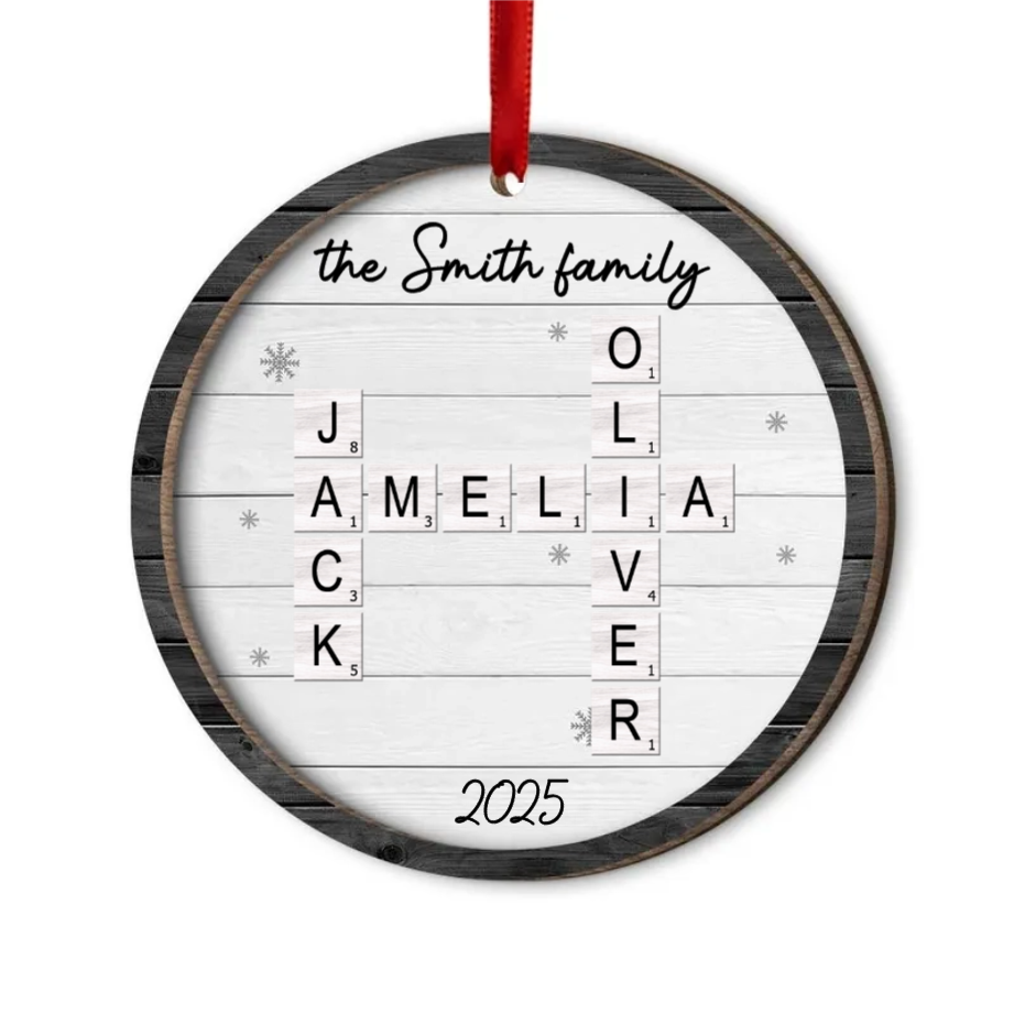 Personalized Unique Family Gift For A Family Custom Names Crossword Wood Ornament