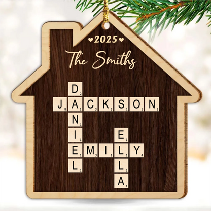 Personalized Family House Crossword Art Scrabble Wood Ornament