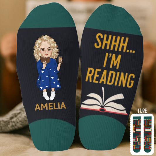 Custom Crew Socks - Personalized Bookish Gifts For Book Lovers, Bookworms, Readers - Keeping Up With My Reading Game
