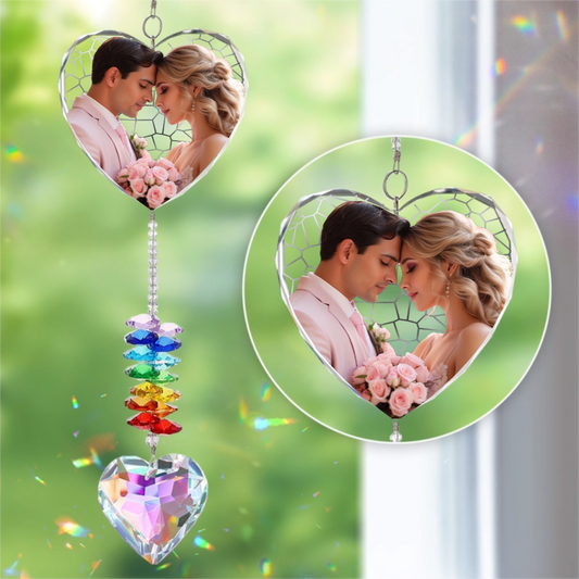 Custom Photo Acrylic Heart Suncatcher - Personalized Anniversary Wedding Gifts For Husband And Wife, Him And Her - A Love That Never Fades