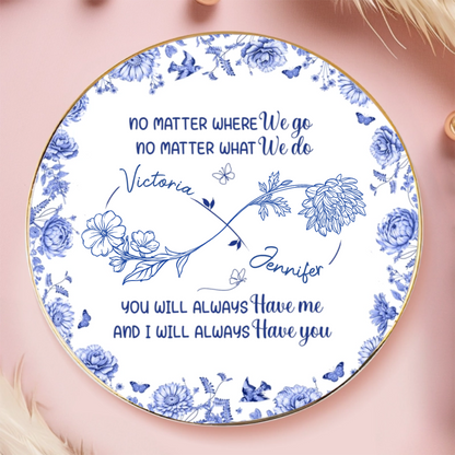 Custom Full-Print Round Jewelry Dish - Personalized Best Friend Birthday Gifts For Women, Besties, Sisters, BFF - Blooming Together Like Wildflowers