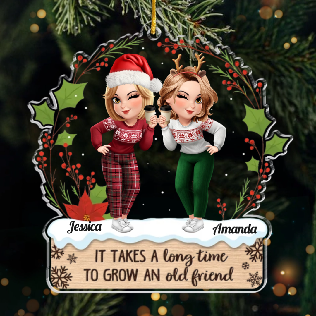 Custom Acrylic Ornament - Personalized Christmas Best Friend Birthday Gifts For Women, Besties, Sisters, BFF - Twinkling Lights True Friendship