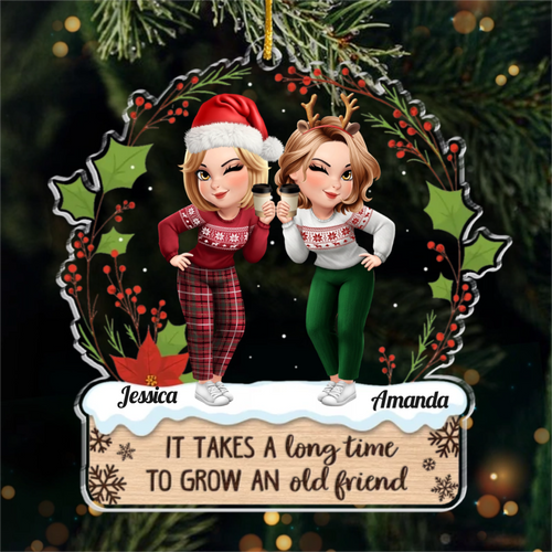 Custom Acrylic Ornament - Personalized Christmas Best Friend Birthday Gifts For Women, Besties, Sisters, BFF - Twinkling Lights True Friendship