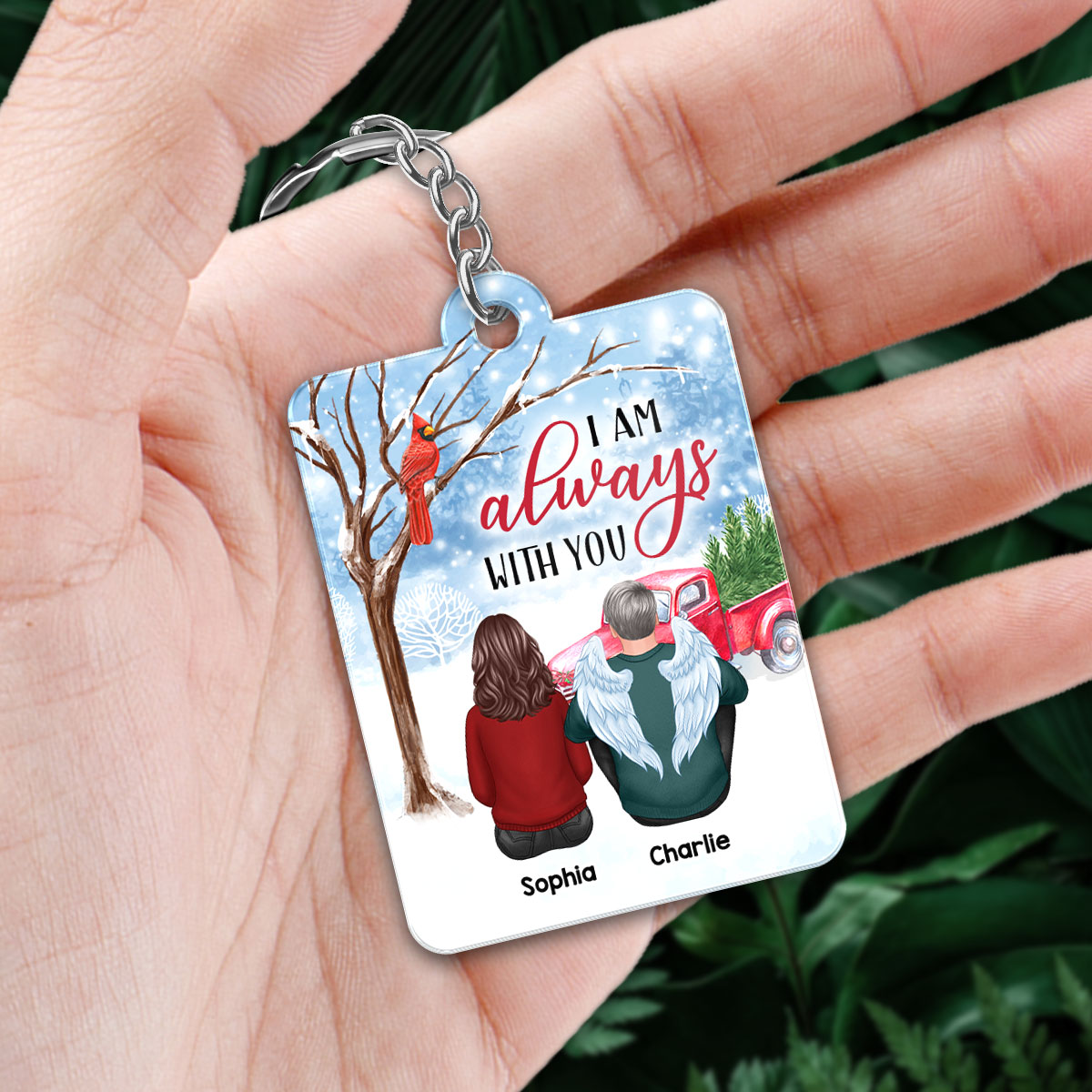 Always With You Snow Memorial Personalized Acrylic Keychain